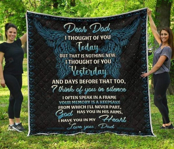 Dad/Heaven – Dear Dad, I Have You In My Heart Quilt Blanket