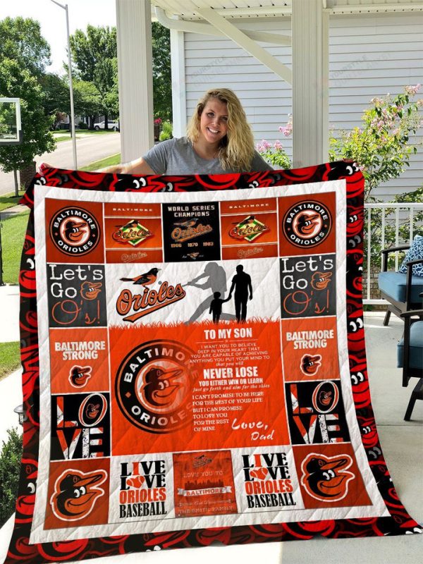 Baltimore Orioles – To My Son – Love Dad Quilt Blanket