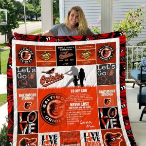 Baltimore Orioles – To My Son – Love Mom Quilt Blanket