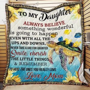 Best Wishes To My Darling Daughter Turtle Quilt Blanket