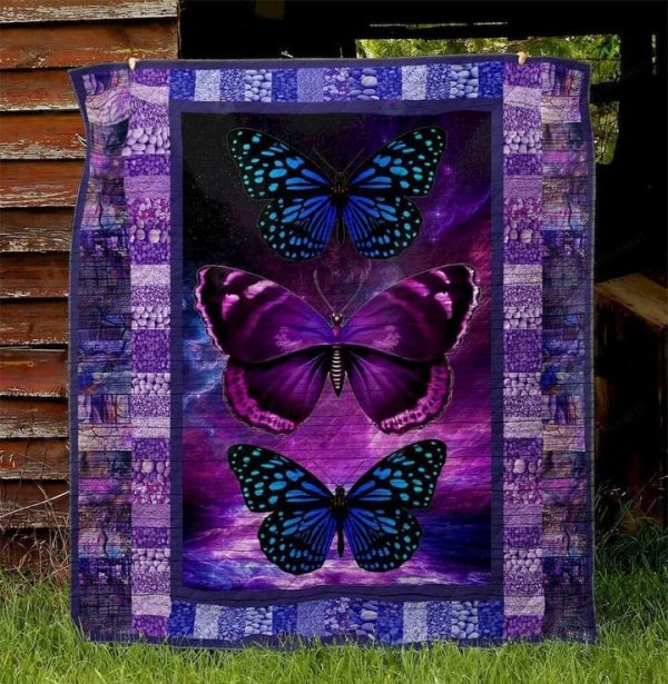 Blue Monarch Butterfly Quilt Blanket Great Customized Gifts For Birthday Christmas Thanksgiving Perfect Gifts For Butterfly Lover