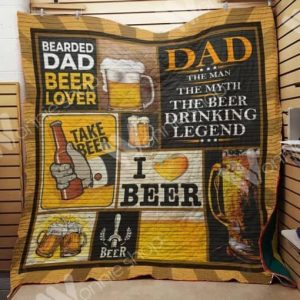 Beer Dad Bearded Dad Beer Lover Quilt Blanket Great Customized Gifts For Birthday Christmas Thanksgiving Father's Day Perfect Gifts For Beer Lover